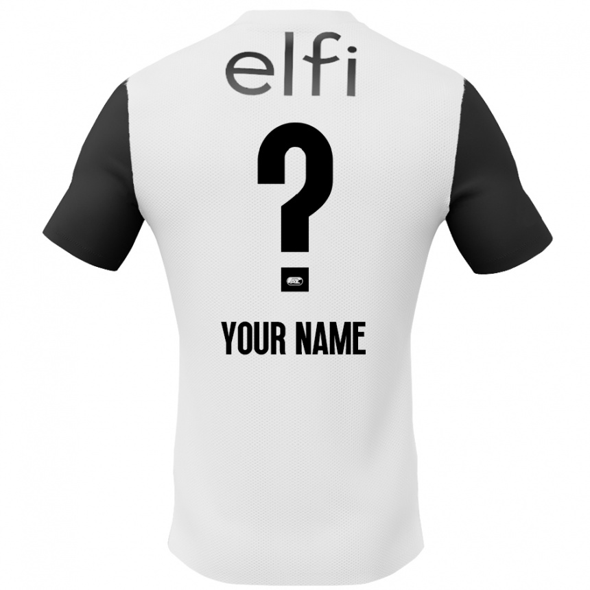 Kids Football Your Name #0 White Black Away Jersey 2024/25 T-Shirt Australia