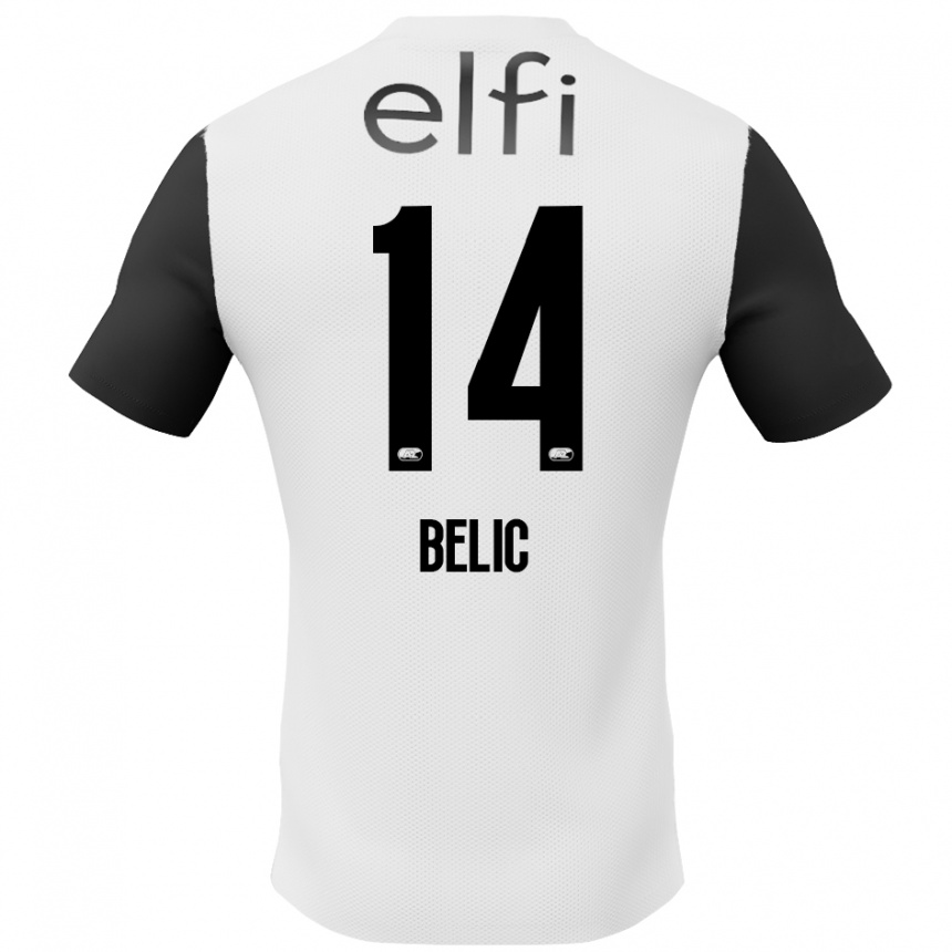 Kids Football Kristijan Belic #14 White Black Away Jersey 2024/25 T-Shirt Australia