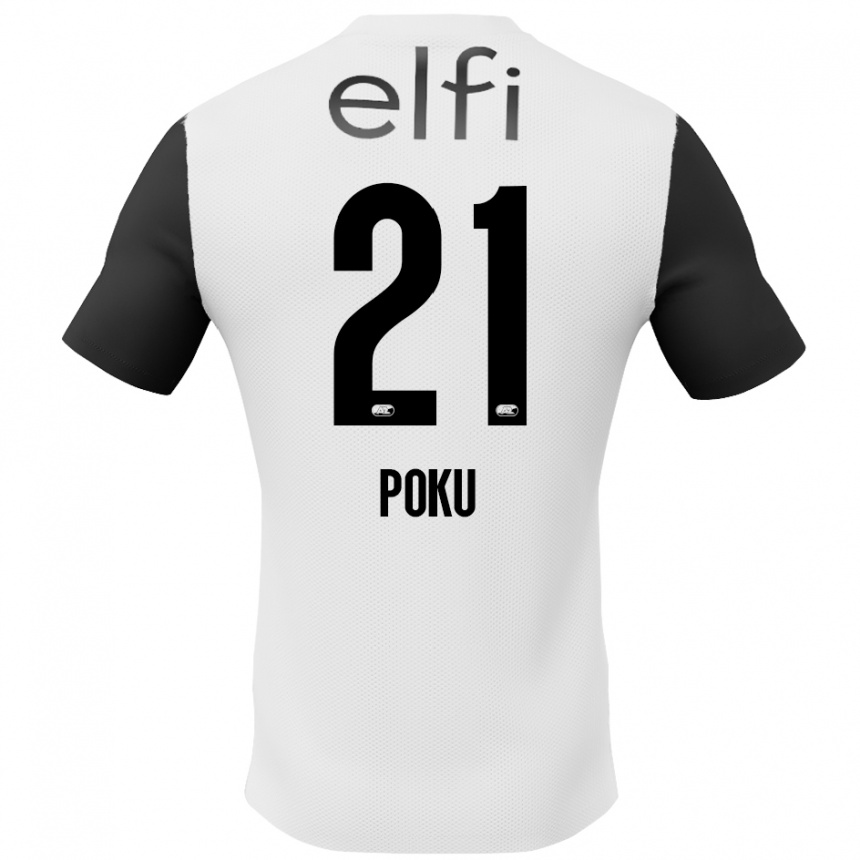 Kids Football Ernest Poku #21 White Black Away Jersey 2024/25 T-Shirt Australia