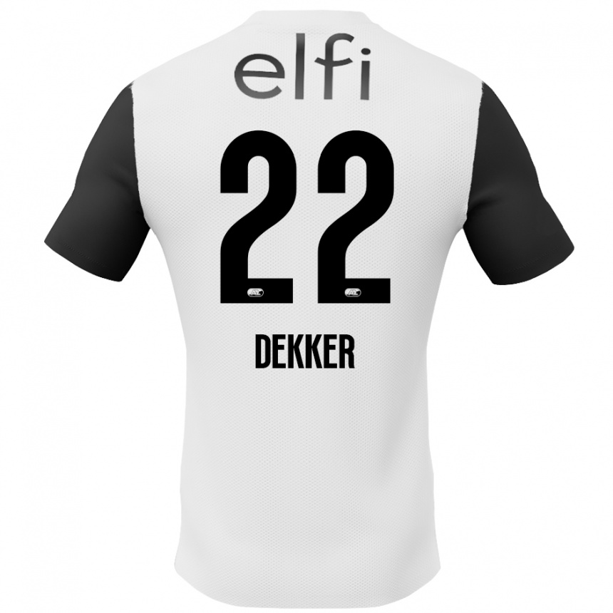 Kids Football Maxim Dekker #22 White Black Away Jersey 2024/25 T-Shirt Australia