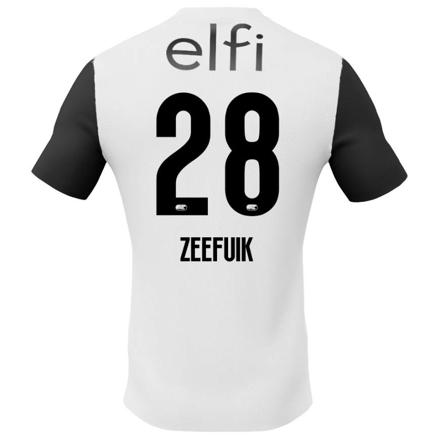 Kids Football Lequincio Zeefuik #28 White Black Away Jersey 2024/25 T-Shirt Australia