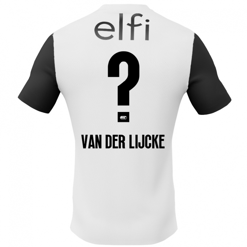 Kids Football Donny Van Der Lijcke #0 White Black Away Jersey 2024/25 T-Shirt Australia