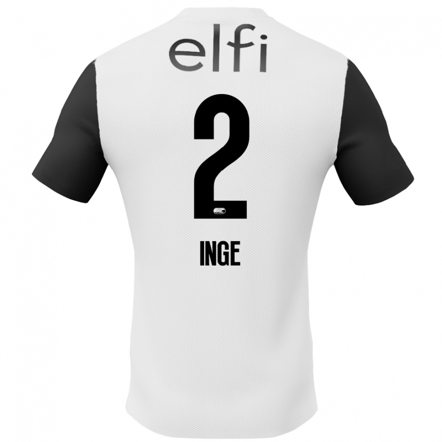 Kids Football Kiani Inge #2 White Black Away Jersey 2024/25 T-Shirt Australia