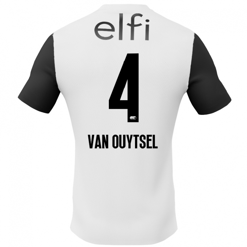 Kids Football Kevin Van Ouytsel #4 White Black Away Jersey 2024/25 T-Shirt Australia