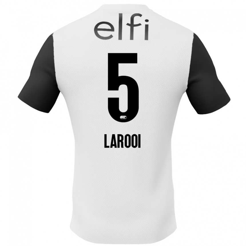 Kids Football Finn Larooi #5 White Black Away Jersey 2024/25 T-Shirt Australia