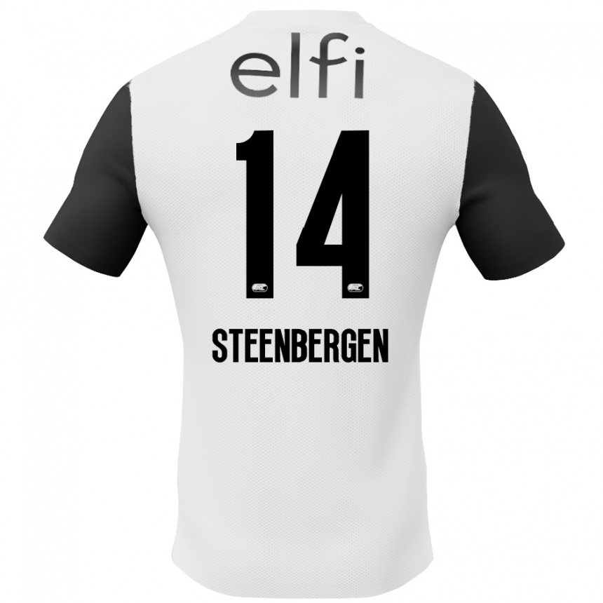 Kids Football Thom Steenbergen #14 White Black Away Jersey 2024/25 T-Shirt Australia