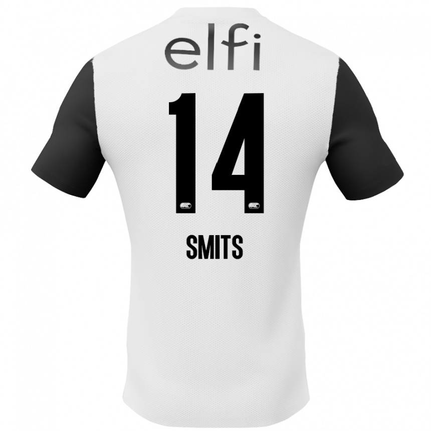 Kids Football Anthony Smits #14 White Black Away Jersey 2024/25 T-Shirt Australia