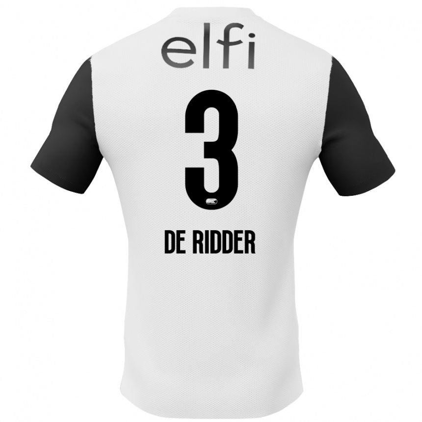 Kids Football Djoeke De Ridder #3 White Black Away Jersey 2024/25 T-Shirt Australia