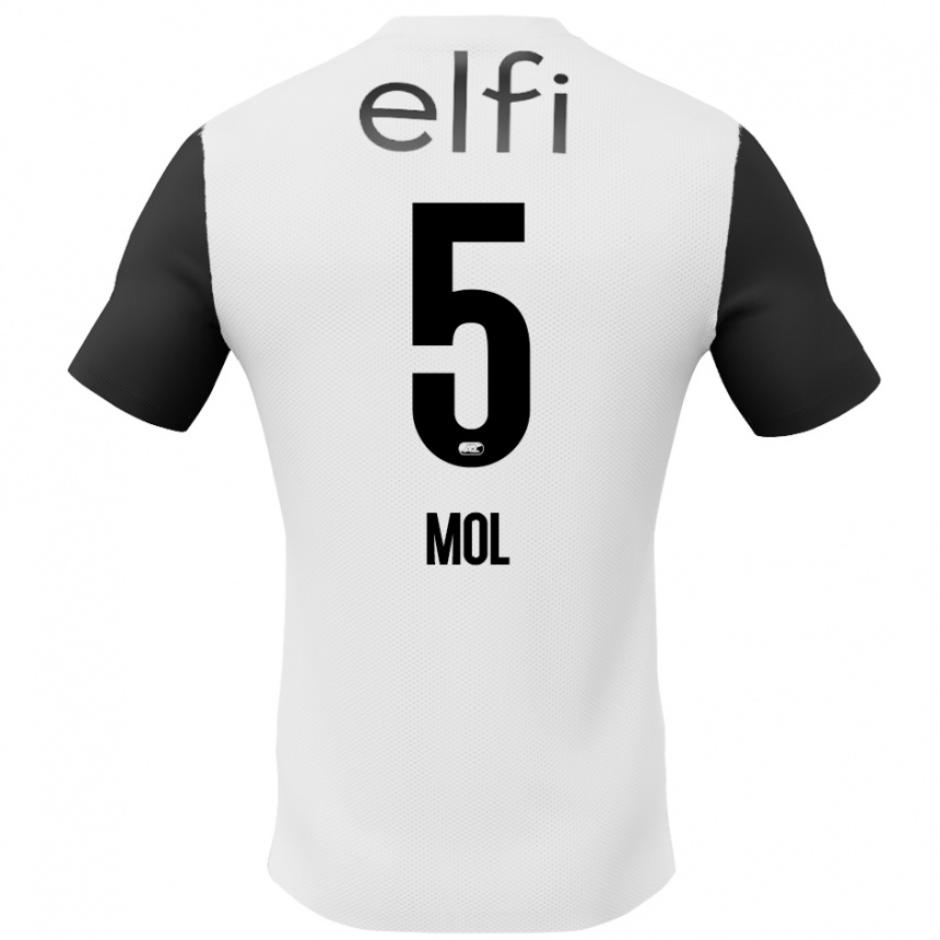 Kids Football Camie Mol #5 White Black Away Jersey 2024/25 T-Shirt Australia