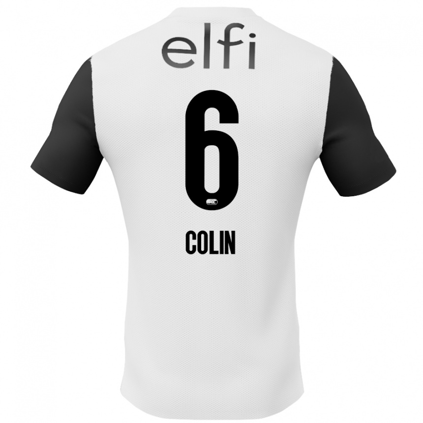 Kids Football Isa Colin #6 White Black Away Jersey 2024/25 T-Shirt Australia