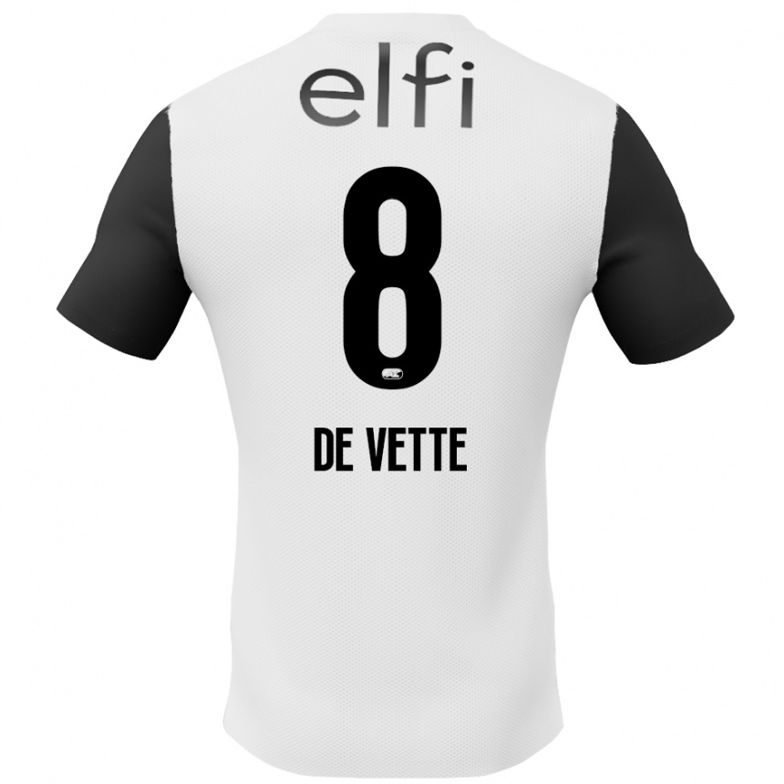 Kids Football Manique De Vette #8 White Black Away Jersey 2024/25 T-Shirt Australia