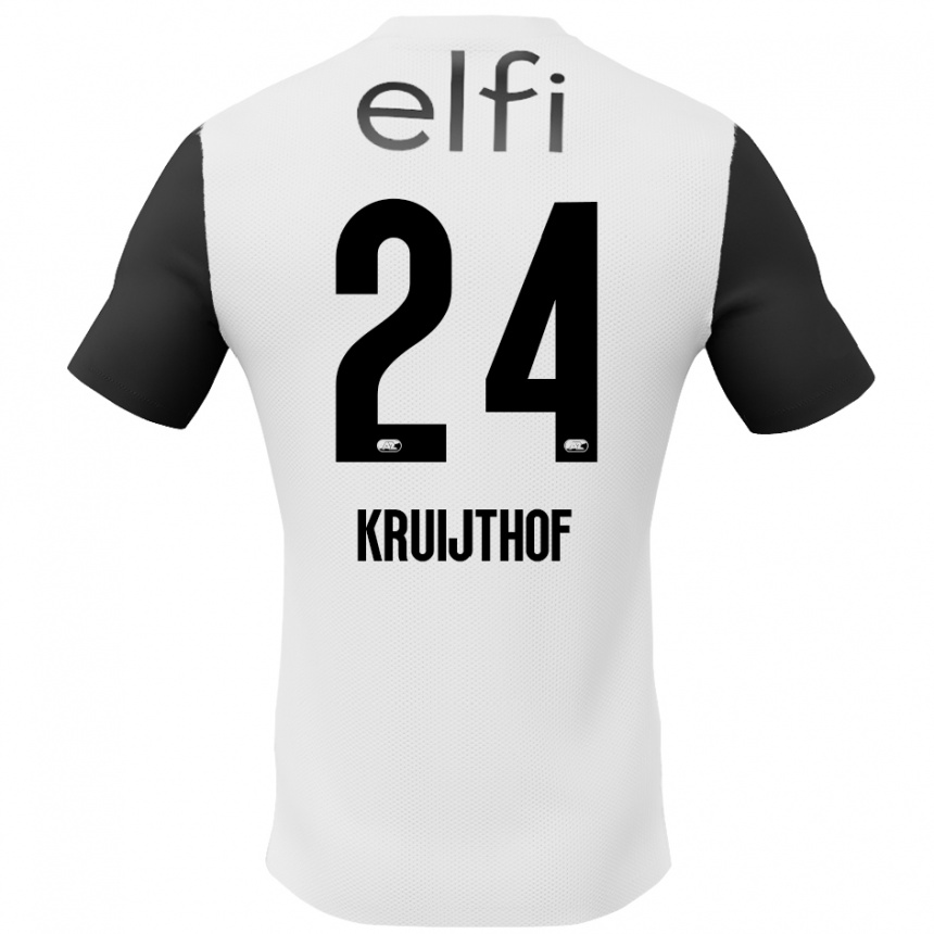 Kids Football Annemiek Kruijthof #24 White Black Away Jersey 2024/25 T-Shirt Australia