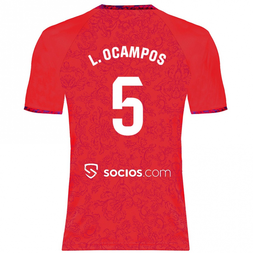 Kids Football Lucas Ocampos #5 Red Away Jersey 2024/25 T-Shirt Australia