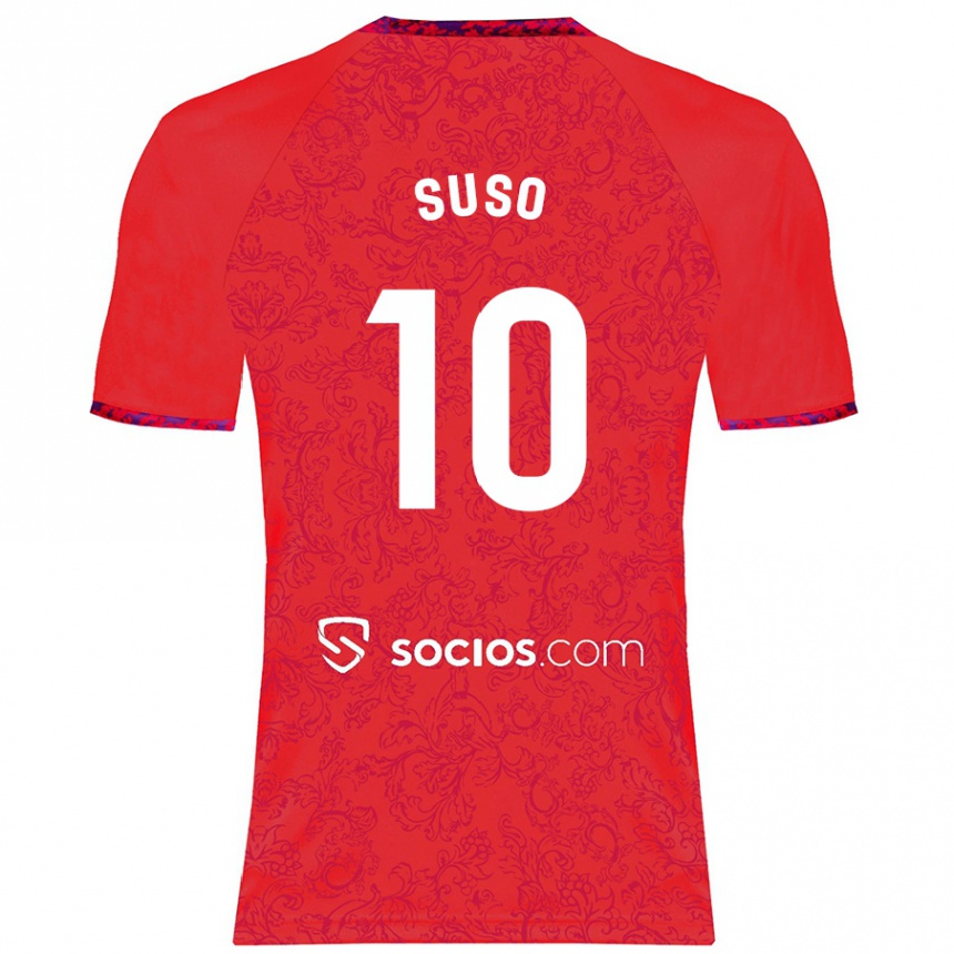 Kids Football Suso #10 Red Away Jersey 2024/25 T-Shirt Australia