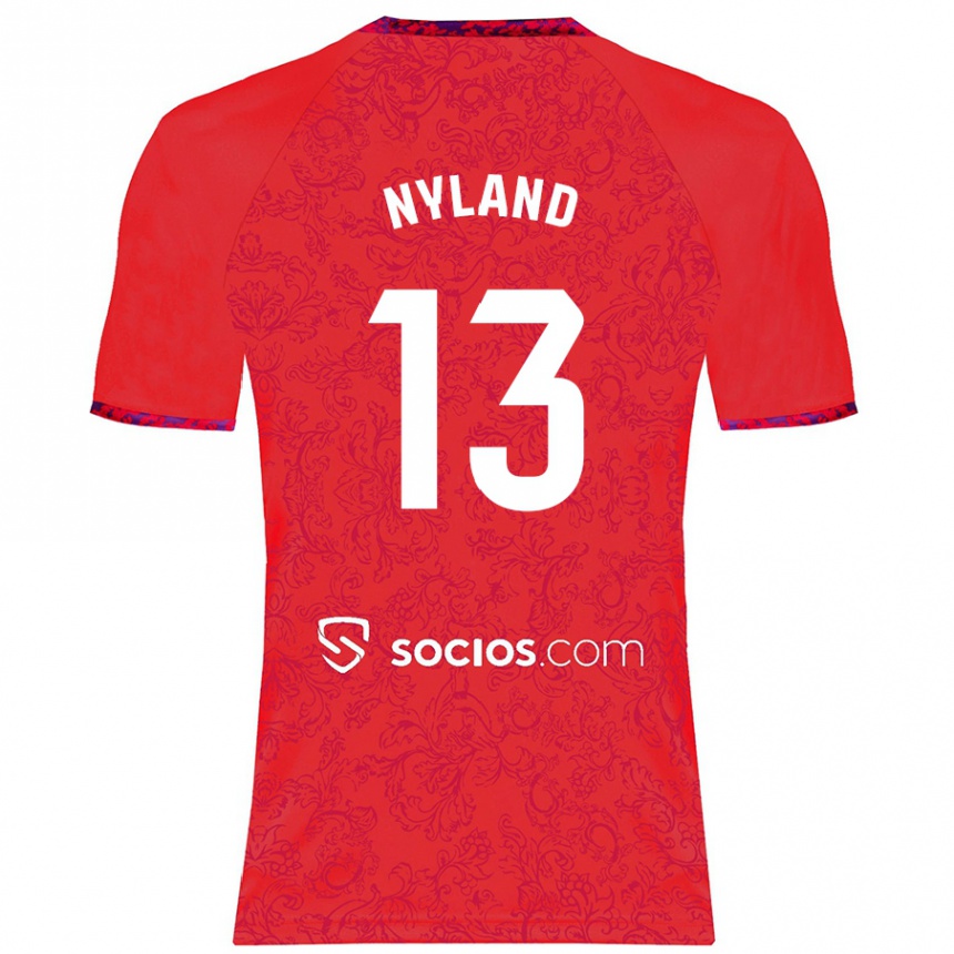 Kids Football Ørjan Nyland #13 Red Away Jersey 2024/25 T-Shirt Australia