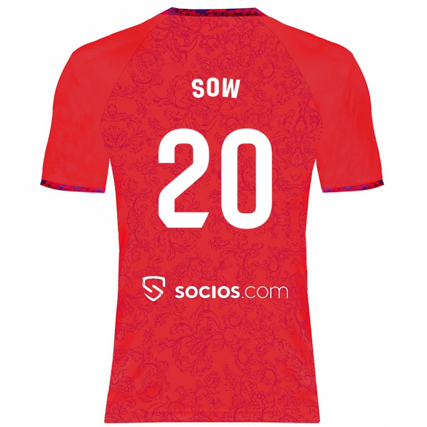 Kids Football Djibril Sow #20 Red Away Jersey 2024/25 T-Shirt Australia