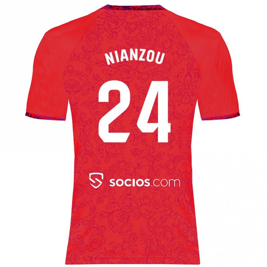 Kids Football Tanguy Nianzou #24 Red Away Jersey 2024/25 T-Shirt Australia