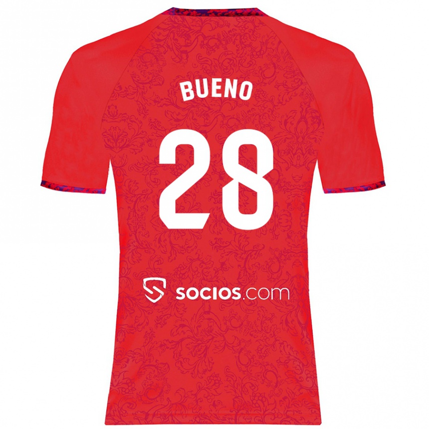 Kids Football Manu Bueno #28 Red Away Jersey 2024/25 T-Shirt Australia