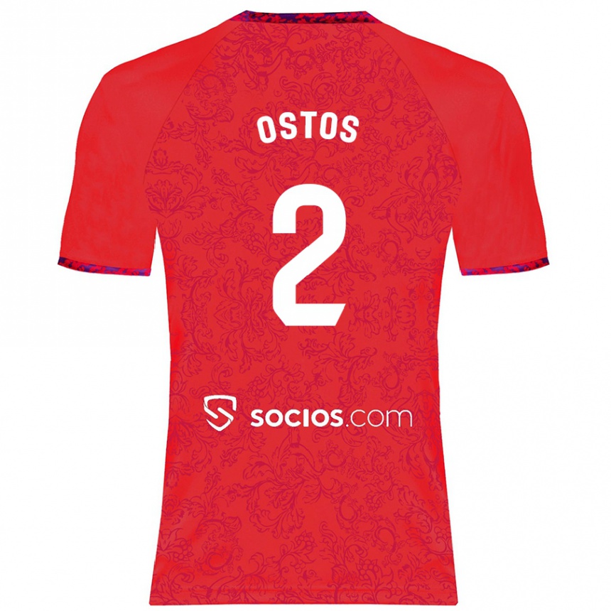 Kids Football Fran Ostos #2 Red Away Jersey 2024/25 T-Shirt Australia