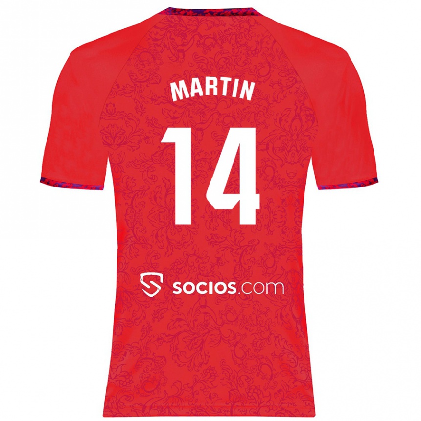 Kids Football Nazareth Martín #14 Red Away Jersey 2024/25 T-Shirt Australia