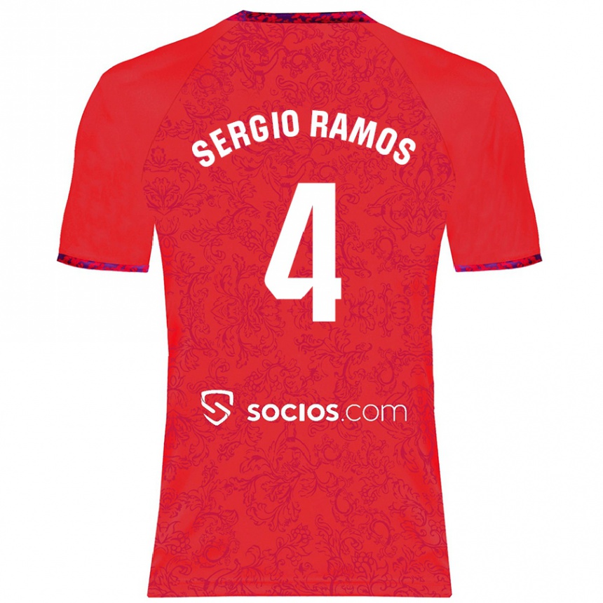 Kids Football Sergio Ramos #4 Red Away Jersey 2024/25 T-Shirt Australia