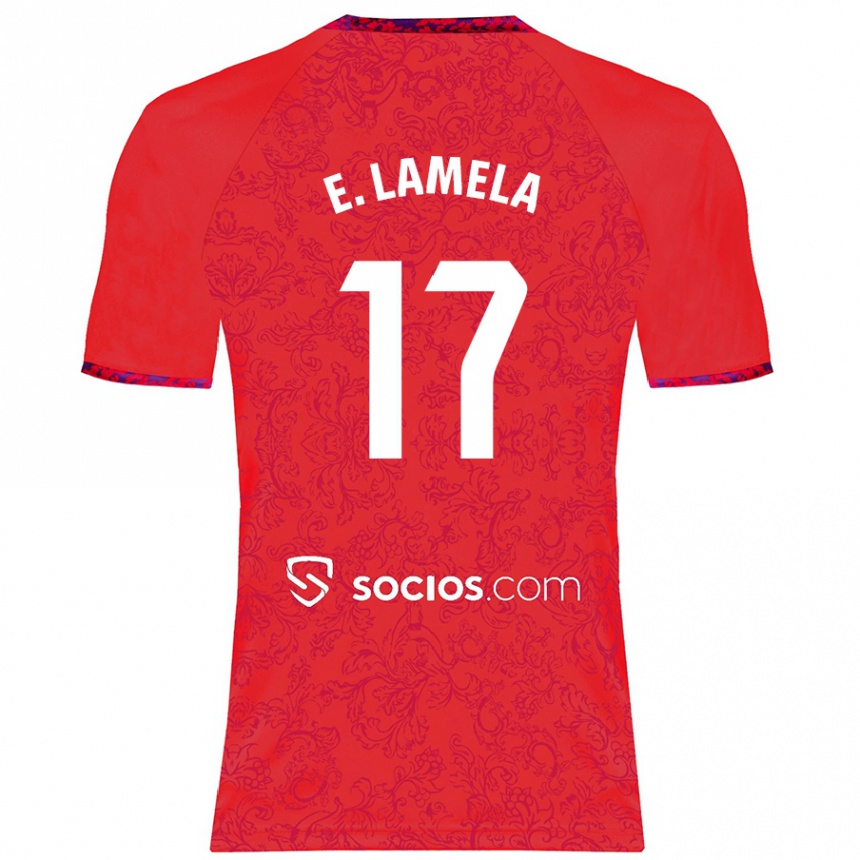 Kids Football Erik Lamela #17 Red Away Jersey 2024/25 T-Shirt Australia