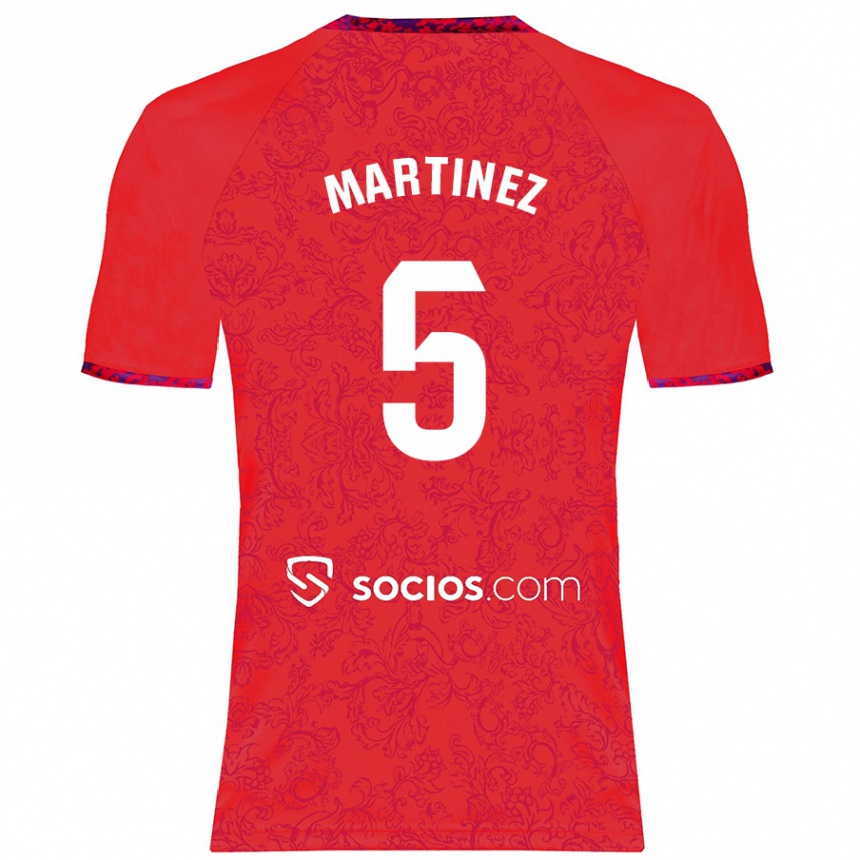 Kids Football Sergio Martínez #5 Red Away Jersey 2024/25 T-Shirt Australia