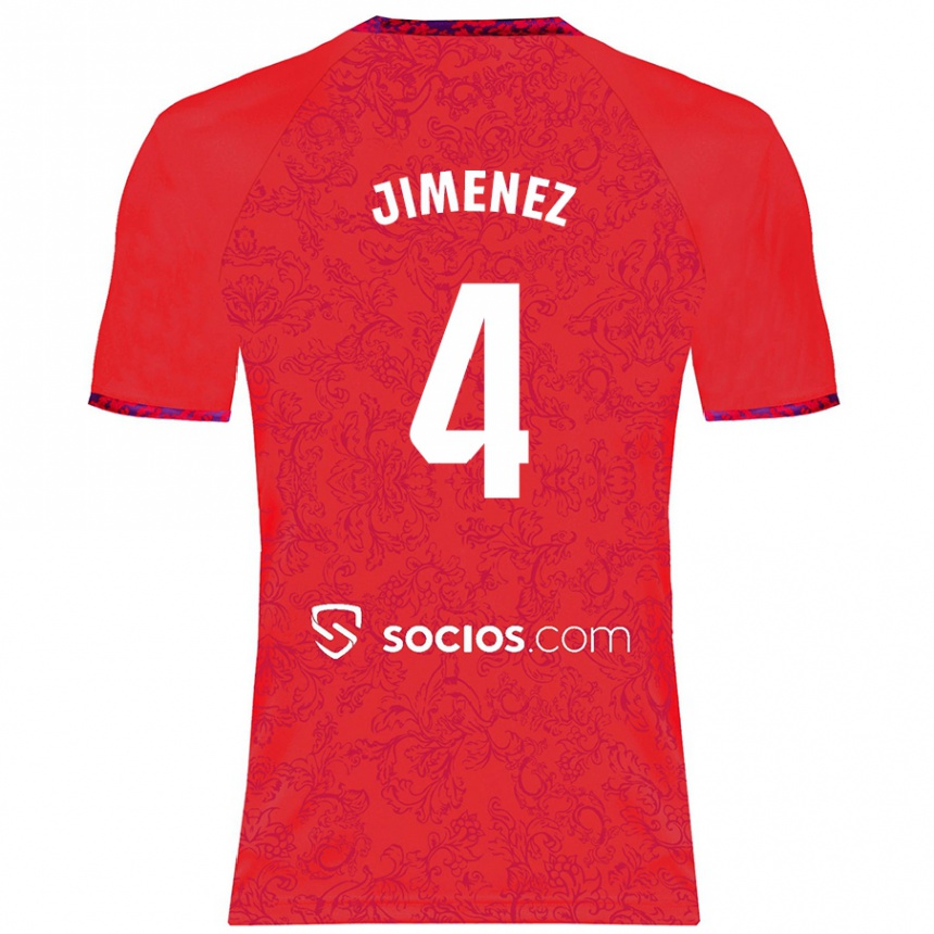 Kids Football Diego Jiménez #4 Red Away Jersey 2024/25 T-Shirt Australia