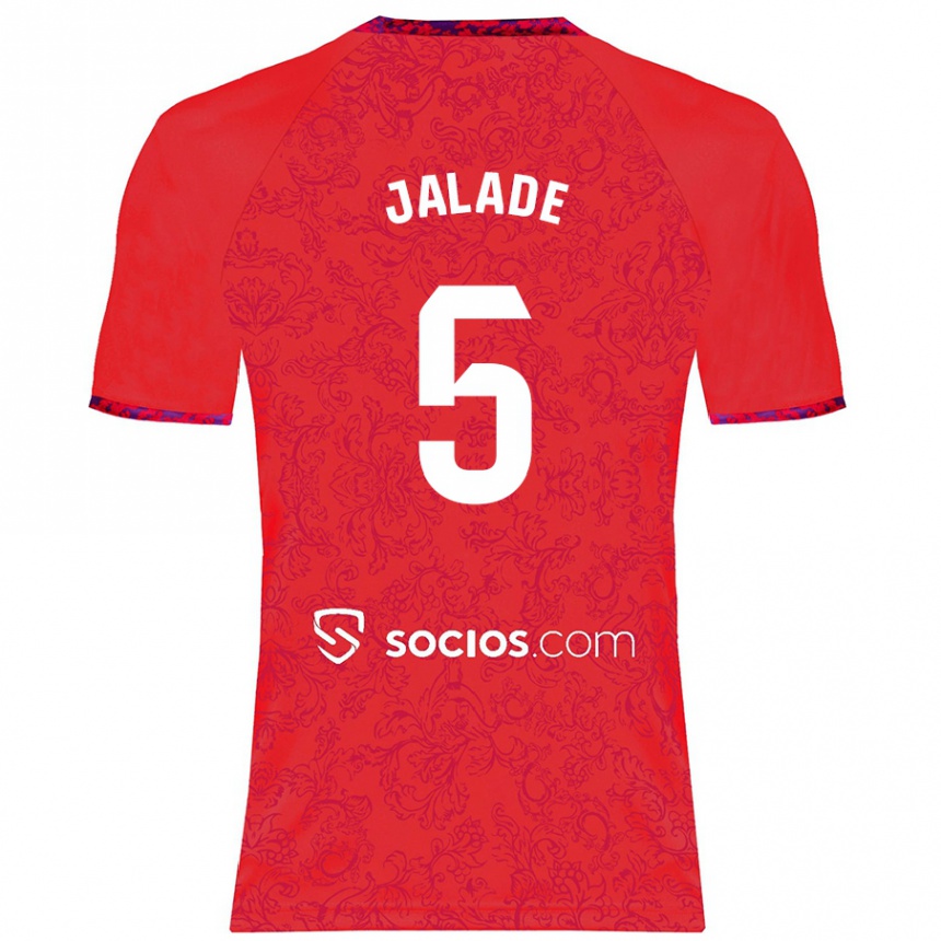 Kids Football Robert Jalade #5 Red Away Jersey 2024/25 T-Shirt Australia