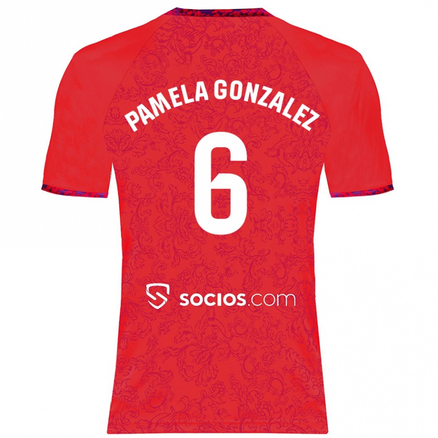 Kids Football Cinthia Pamela González Medina #6 Red Away Jersey 2024/25 T-Shirt Australia