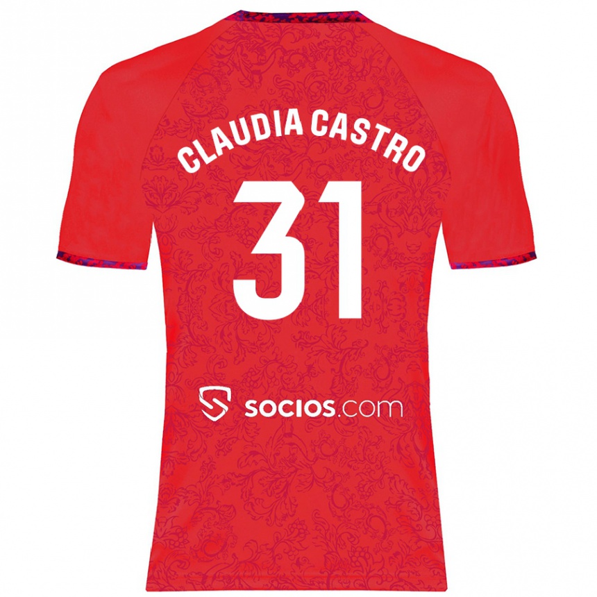 Kids Football Claudia Castro Romero #31 Red Away Jersey 2024/25 T-Shirt Australia