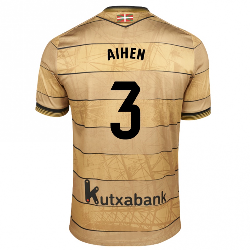 Kids Football Aihen Muñoz #3 Brown Away Jersey 2024/25 T-Shirt Australia