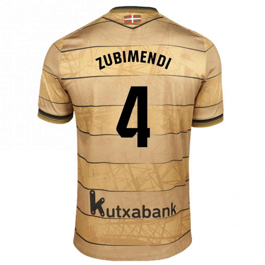 Kids Football Martín Zubimendi #4 Brown Away Jersey 2024/25 T-Shirt Australia