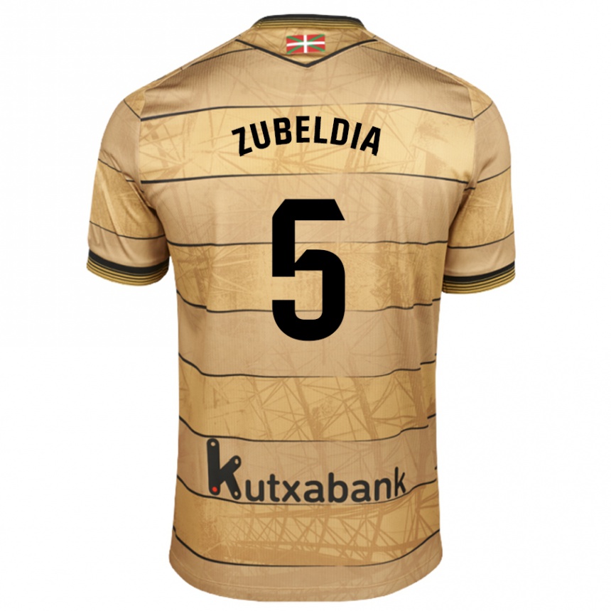 Kids Football Igor Zubeldia #5 Brown Away Jersey 2024/25 T-Shirt Australia