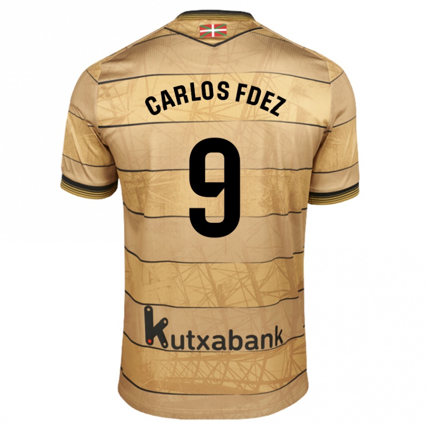 Kids Football Carlos Fernández #9 Brown Away Jersey 2024/25 T-Shirt Australia