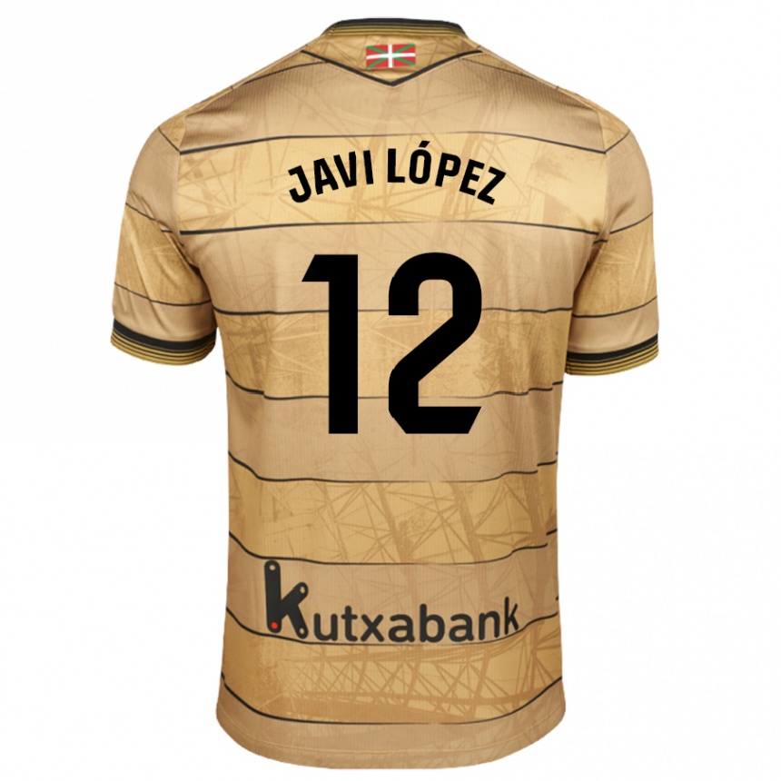 Kids Football Javi López #12 Brown Away Jersey 2024/25 T-Shirt Australia