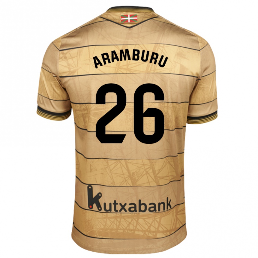 Kids Football Jon Aramburu #26 Brown Away Jersey 2024/25 T-Shirt Australia