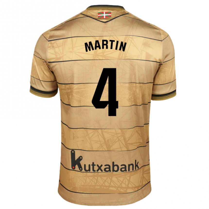 Kids Football Jon Martín #4 Brown Away Jersey 2024/25 T-Shirt Australia