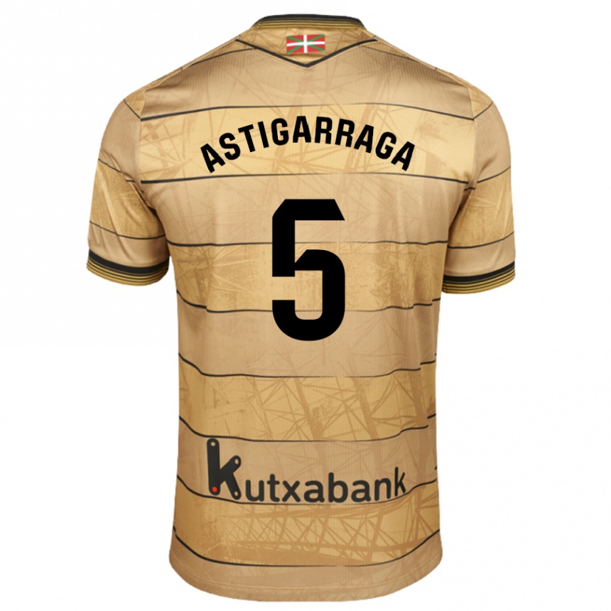 Kids Football Eneko Astigarraga #5 Brown Away Jersey 2024/25 T-Shirt Australia