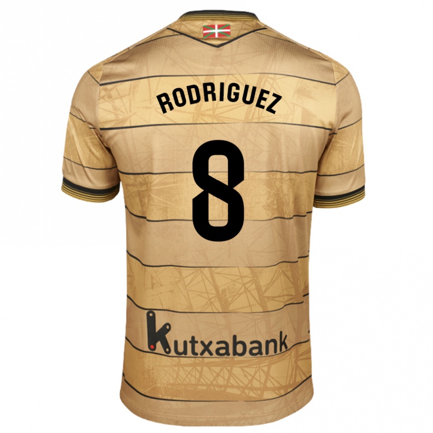 Kids Football Mikel Rodriguez #8 Brown Away Jersey 2024/25 T-Shirt Australia