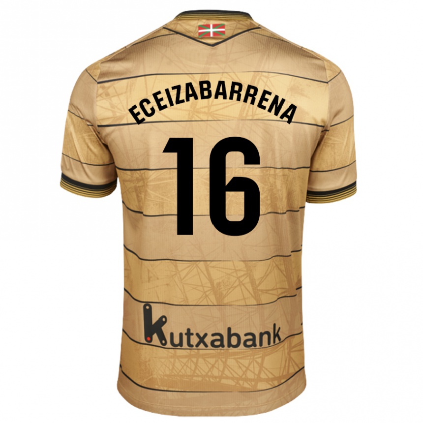 Kids Football Jon Eceizabarrena #16 Brown Away Jersey 2024/25 T-Shirt Australia