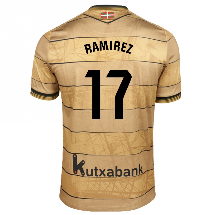 Kids Football Darío Ramirez #17 Brown Away Jersey 2024/25 T-Shirt Australia