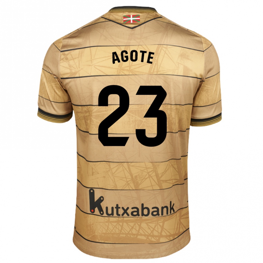 Kids Football Unax Agote #23 Brown Away Jersey 2024/25 T-Shirt Australia