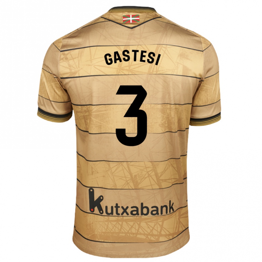 Kids Football Gorka Gastesi #3 Brown Away Jersey 2024/25 T-Shirt Australia