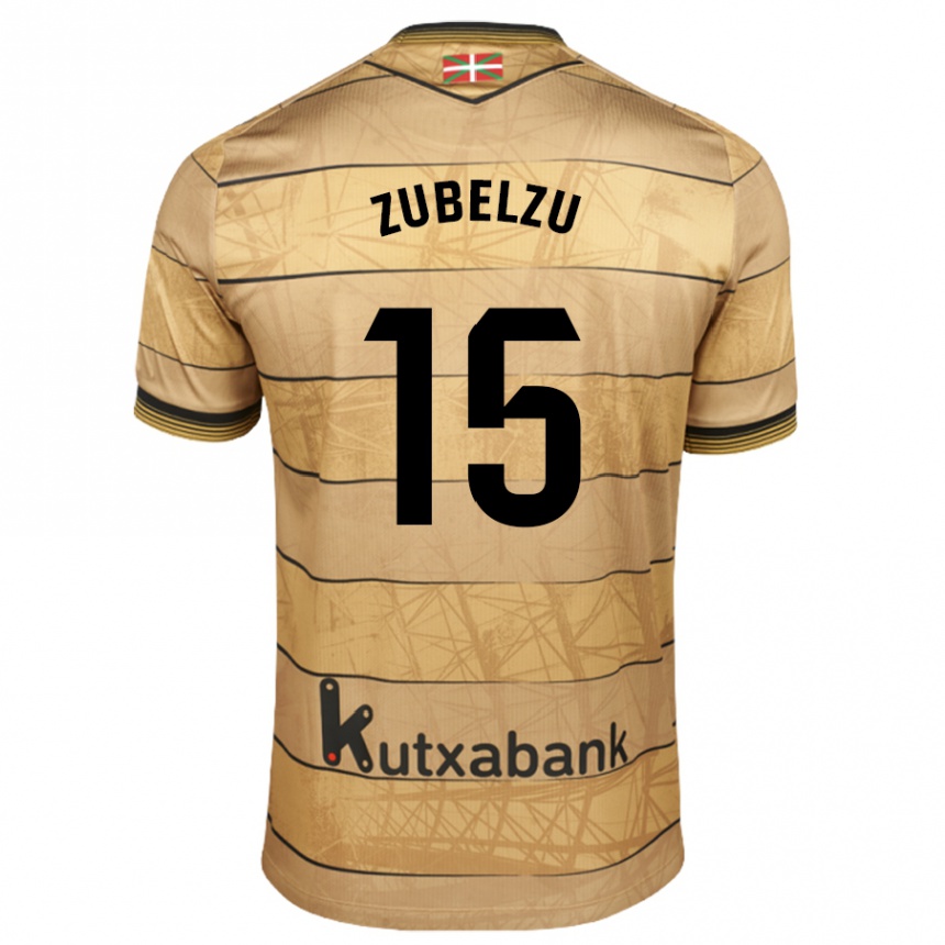 Kids Football Julen Zubelzu #15 Brown Away Jersey 2024/25 T-Shirt Australia