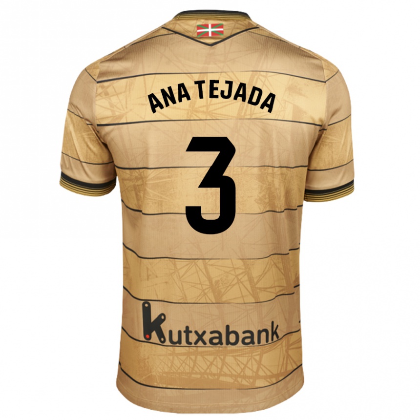 Kids Football Ana Tejada Jiménez #3 Brown Away Jersey 2024/25 T-Shirt Australia