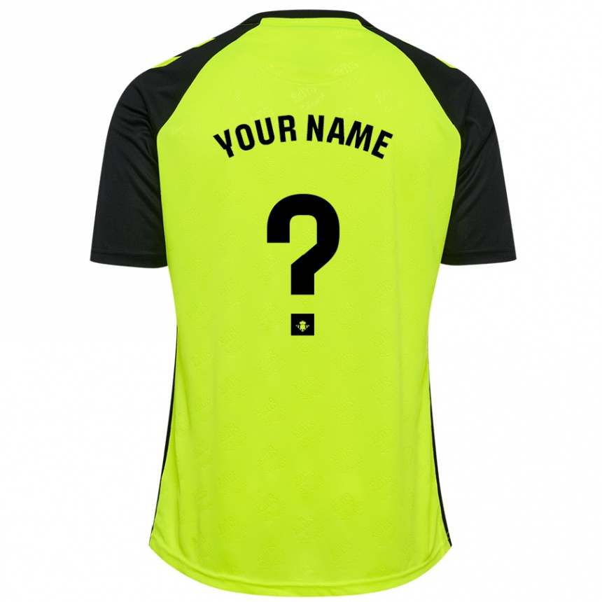 Kids Football Your Name #0 Fluorescent Yellow Black Away Jersey 2024/25 T-Shirt Australia