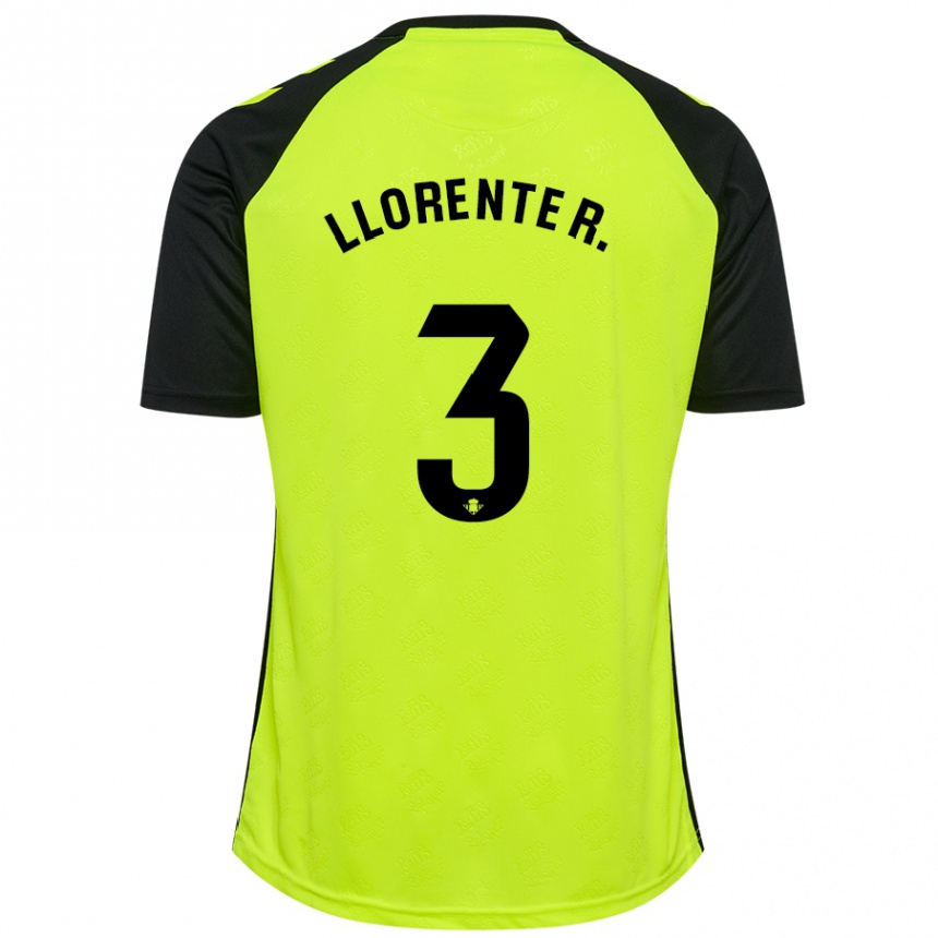 Kids Football Diego Llorente #3 Fluorescent Yellow Black Away Jersey 2024/25 T-Shirt Australia