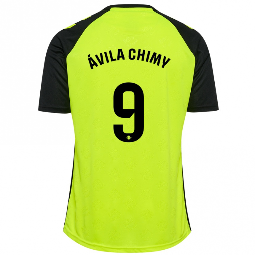 Kids Football Chimy Ávila #9 Fluorescent Yellow Black Away Jersey 2024/25 T-Shirt Australia