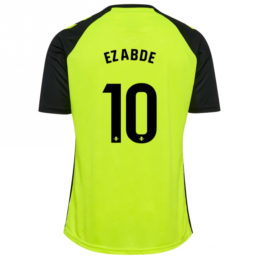 Kids Football Abde Ezzalzouli #10 Fluorescent Yellow Black Away Jersey 2024/25 T-Shirt Australia